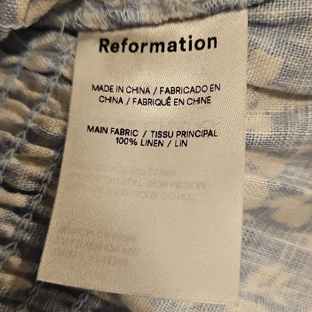 💕REFORMATION💕 Cambria Linen Top ~ Sofie Blue Floral Print Small S NWT - Picture 13 of 14